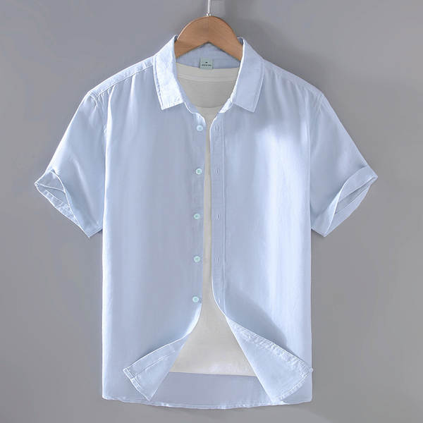 T-shirts masculinos de manga de cor pura com mangas curtas de verão baseado em roupas de manga fina e fina de estilo chinês
