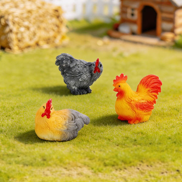 Micro-paisagem criativa fazenda de simulação de galinhas grandes de galinhas de espinhas diy acessórios de decoração de mesa mini pedaços