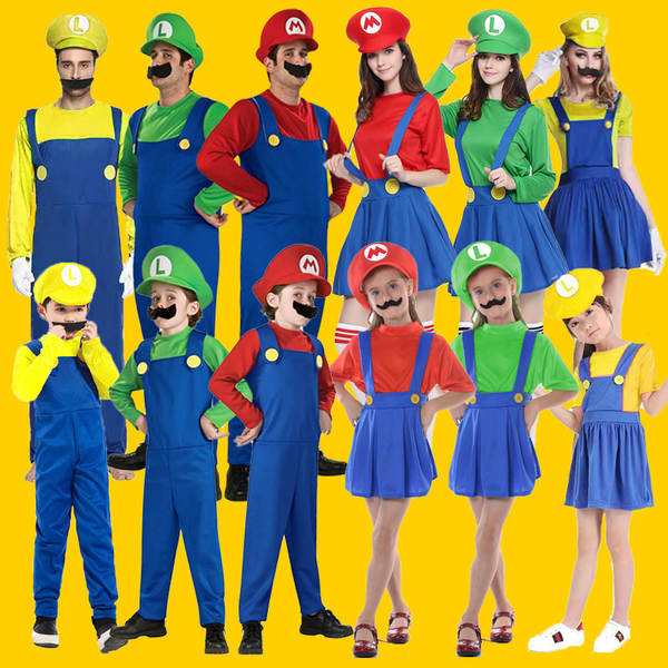 Halloween cosplay animação mario roupas para os filhos atividades de papéis para crianças roupas de super maria