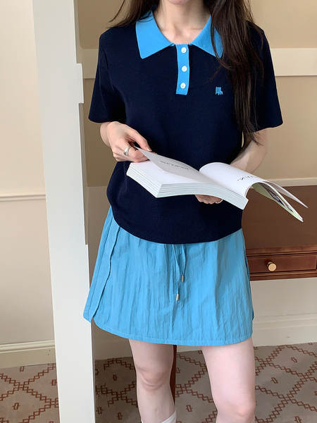 Miu Miu Miu Korean Polo T-Shirt T-Shirt T-Shirt T-Shirt T-Shirt de Verão