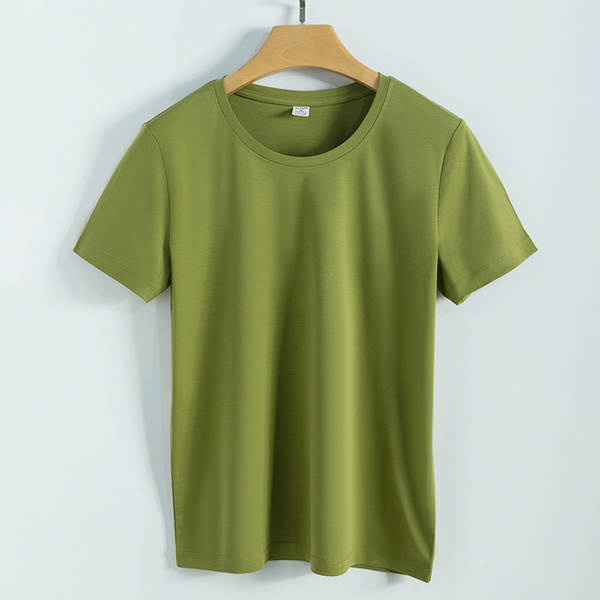 Camiseta feminina de algodão curta
