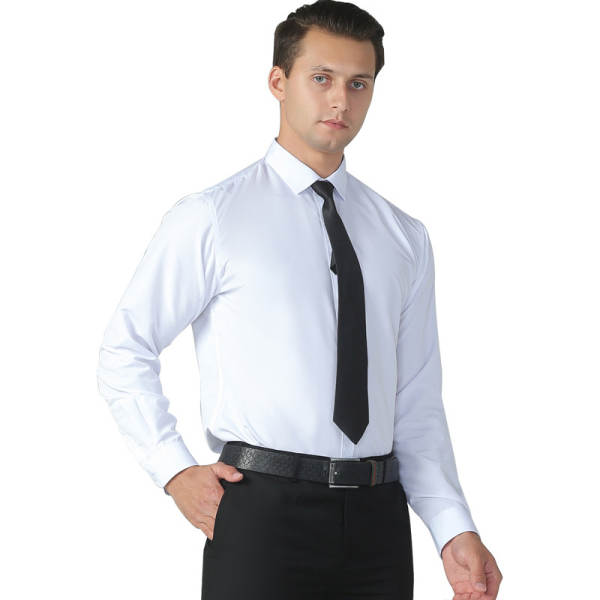 Exportação de camisa branca profissional masculina de alta sensibilidade de negócios camisa de luvas compridas masculina puramente artesanal atacado um penteado