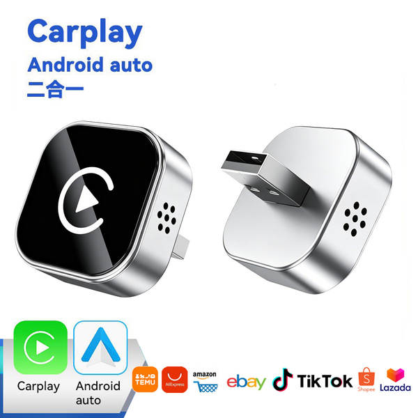 Adaptador de carro carplay sem fio com suporte para Apple Android Phone 2 em 1 caixa sem fio
