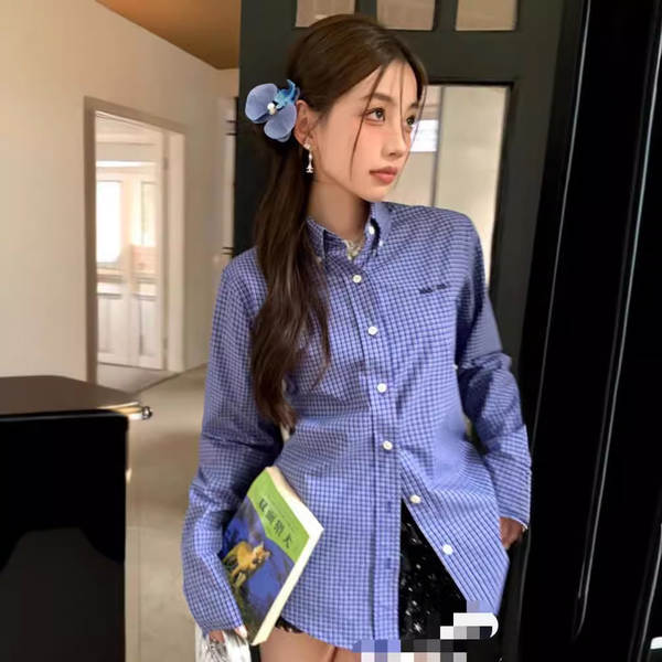 T-Shirt de alta qualidade SS24 Primeiro Outono Novo MIU Muji Letra T-Shirt T-Shirt T-Shirt azul