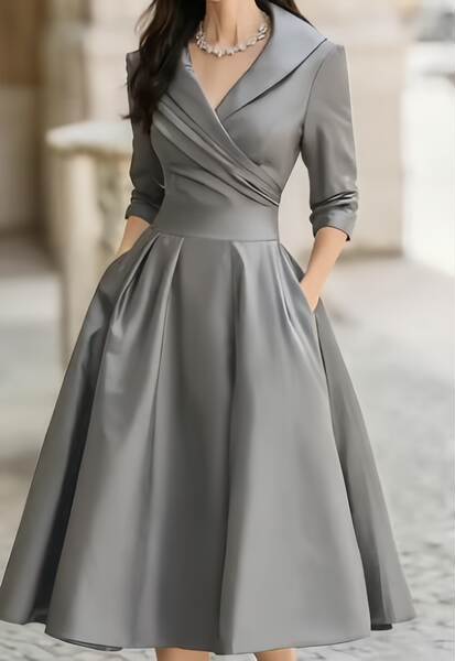 Vestido Longo Formal de Manga Comprida