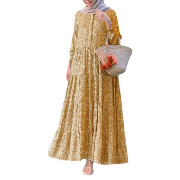 2026 Pequeno pedaço de flor da Boêmia de primavera de moda feminina vestido de corda redonda vestido de corda grande
