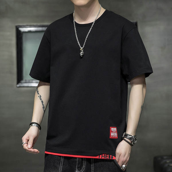 Camiseta masculina de algodão curta