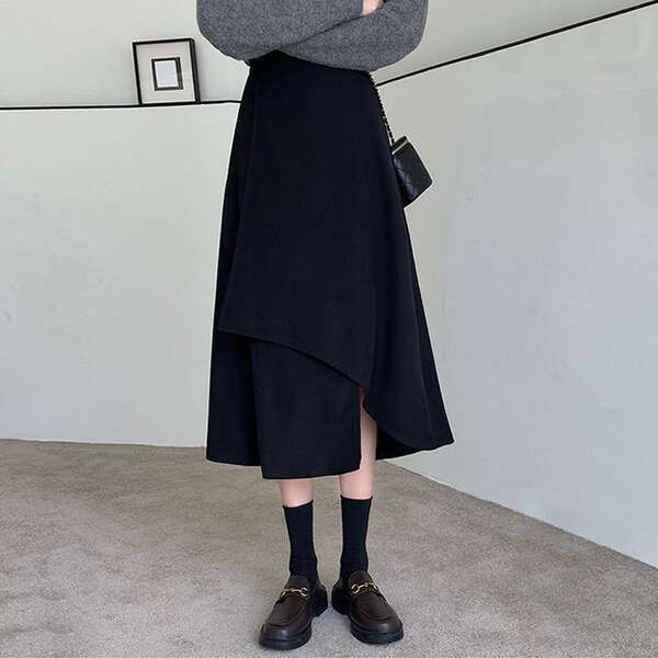 Vestido Preto Longo de Lã