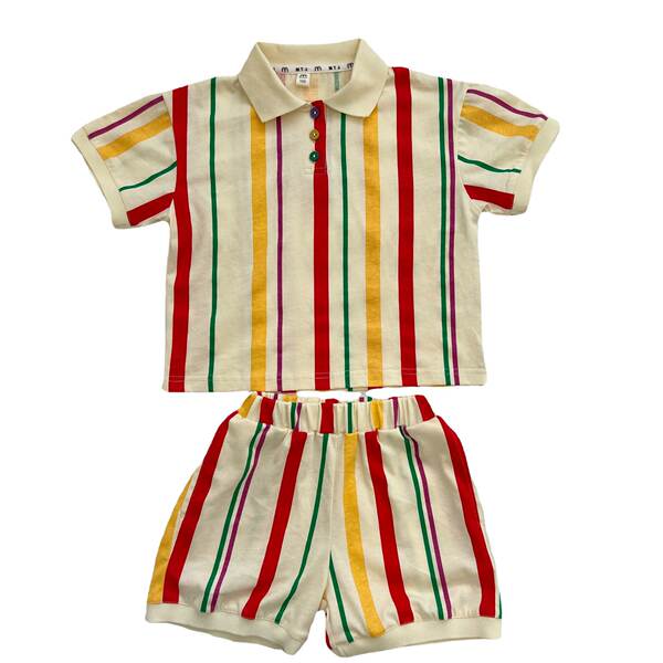 Conjunto de moletom infantil listrado