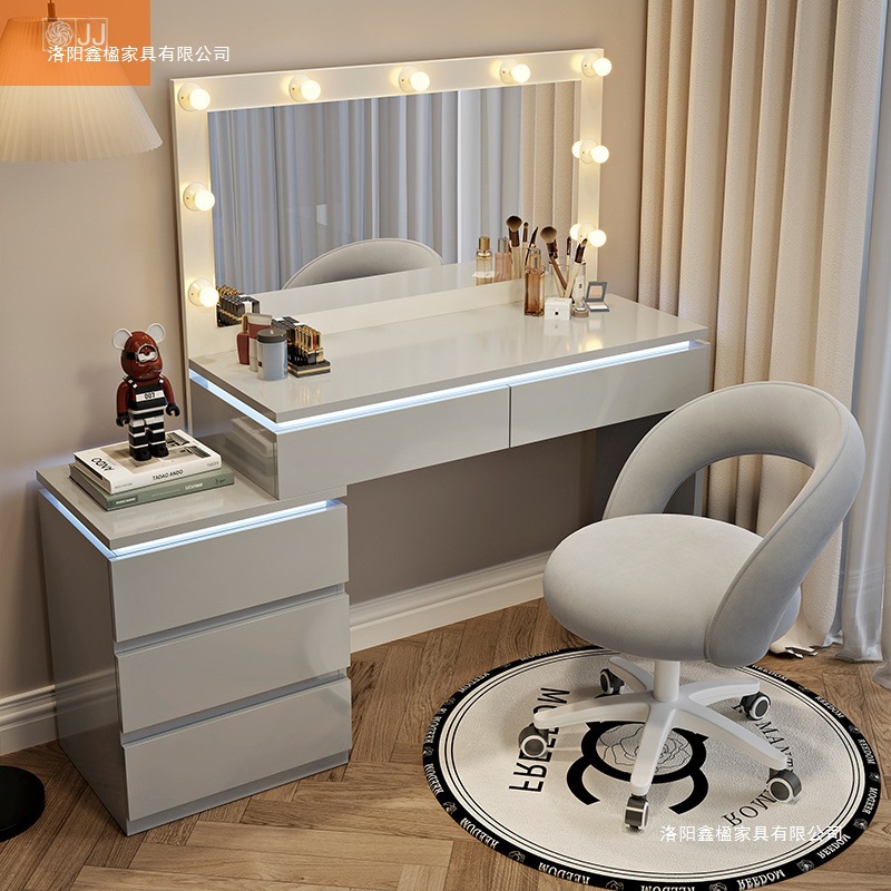 Moderna mesa de maquiagem de quarto de pequeno porte nova mesa de maquiagem de creme de vento inteligente com iluminação do armário único