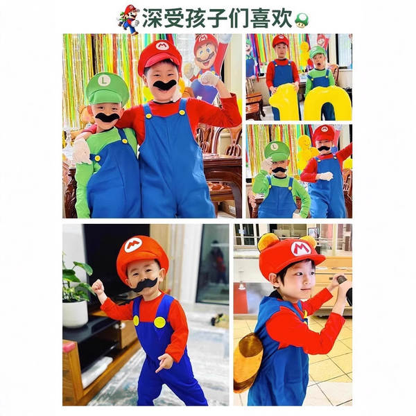 Halloween cosplay animação mario roupas para os filhos atividades de papéis para crianças roupas de super maria