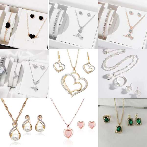 Nova coleção de jóias transfronteiriça de personalidade feminina de moda de diamante de água colar de diamante anel de orelhas acessórios de relógios