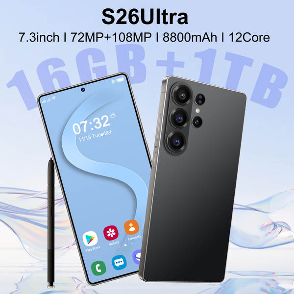 Novo celular inteligente transfronteiriço S26 Ultra com caneta integrada com suporte total à Internet para distribuição por atacado