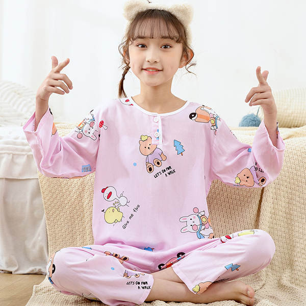 Conjunto de pijama infantil de algodão para verão