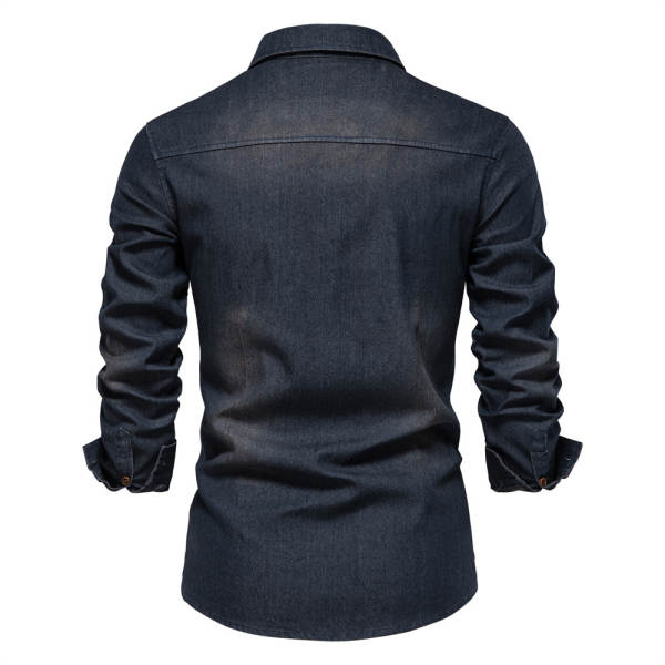 2024 Comércio Exterior Transfronteiriço Homem União Européia Cowboy T-Shirt Homem Modelo Recreativo Puro Homem Denim T-Shirt Com Mãos Longas