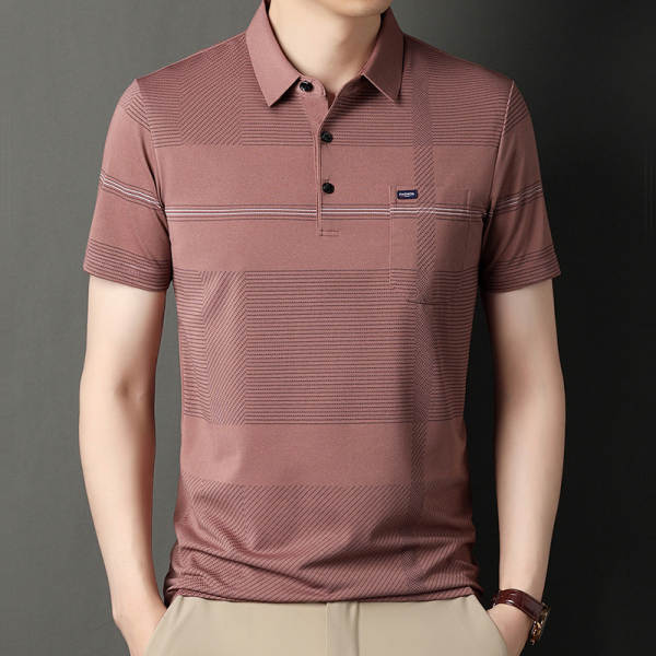 T-shirt masculino de pulseira curta 23 verão novo homem de meia-idade pulseira poli T-shirt papai vestido com roupa de negócios