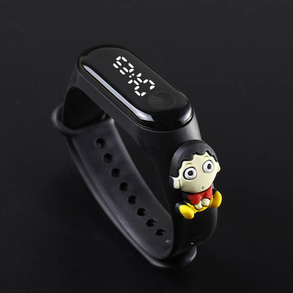 Hot-selling estudante desenho animado bonito anel de luzes brancas LED boneco relógio menino menina natação impermeável toque de relógio