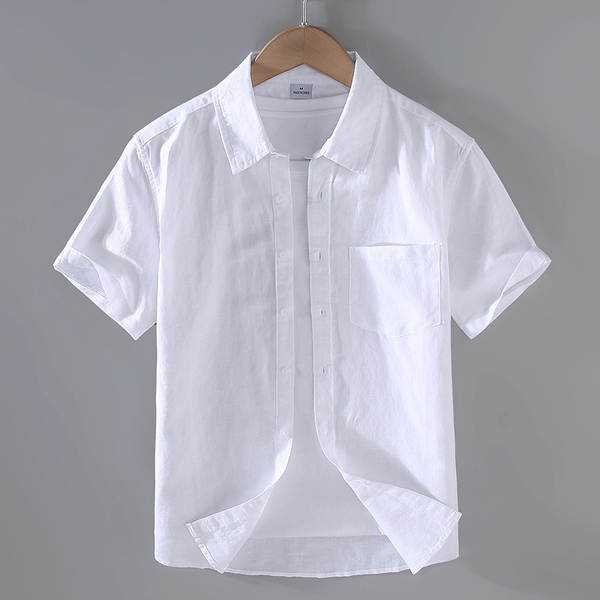 T-shirts masculinos de manga de cor pura com mangas curtas de verão baseado em roupas de manga fina e fina de estilo chinês
