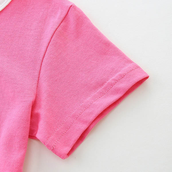 26 verão novo T-shirt menina amor arco-íris impressão crianças roupa esportiva de algodão bebê corda curta luva roupa