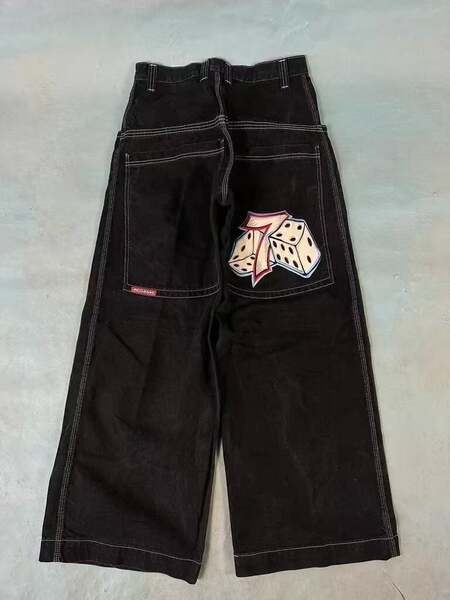 Transfronteiras JNCO Y2K Loose jeans masculino padrão hip-hop rua home homem calças largas