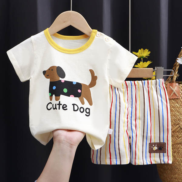 Conjunto de verão infantil de algodão