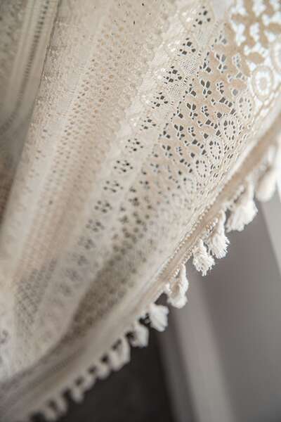 Cortina de Croche em Tom Creme