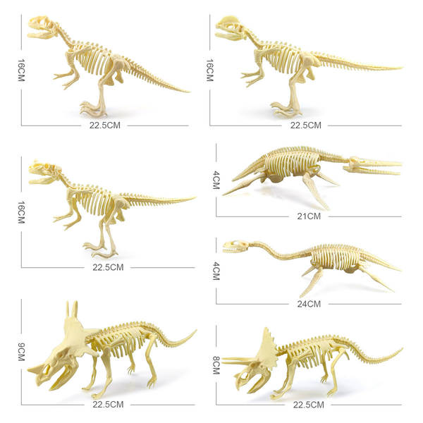 Crianças DIY esqueleto de dinossauro arqueológico manual 7 peças conjunto de dinossauro simulado modelo de dinossauro fóssil transfronteiriço