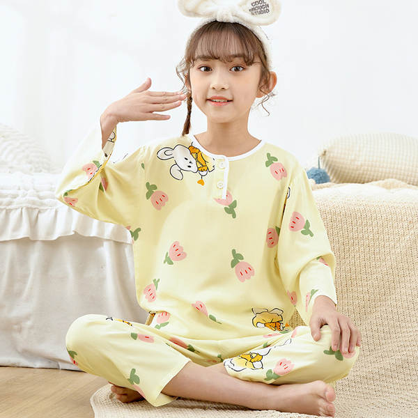 Conjunto de pijama infantil de algodão para verão