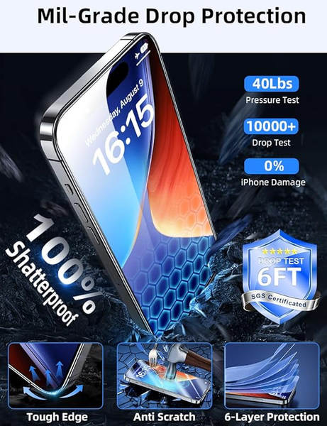 Protetor de tela iPhone 16 15 14 13 12 11 Pro Max 14 15 16 17