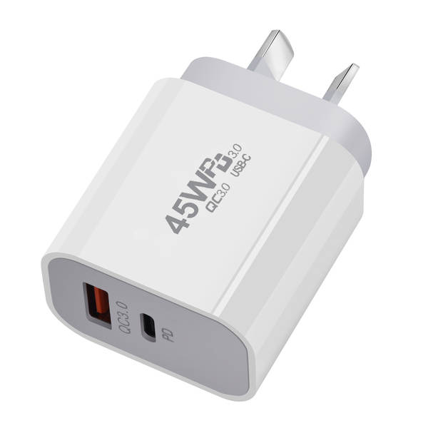 Carregador de PD padrão 45W Adaptador de PD duplo 45W para carregador de nitrogênio IP16X para celulares