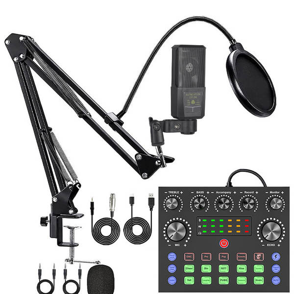 Transfronteiriço V8S Inglês de transmissão ao vivo bm800 pacote de braço pendurado pacote de cartão de telefone celular de transmissão ao vivo podcast completo