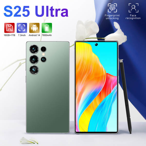 S25 Ultra Transfronteiriço Mobile Global Versão Real 4G Rede Perforada ecrã de 7,3 polegadas Introduzido 3+16g