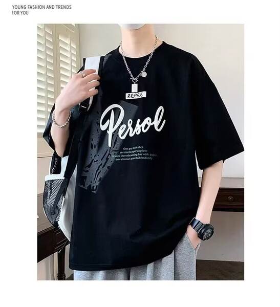T-Shirt adolescente de verão novo menino estudante relaxante bonito gelado meia-mancha roupa menino grande menino