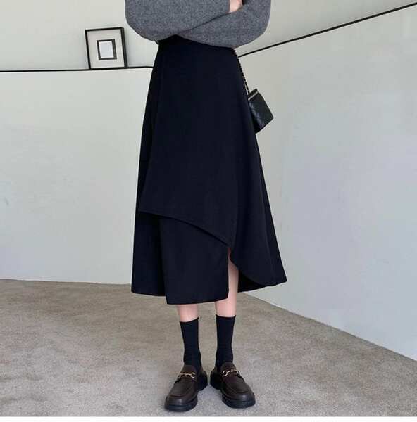Vestido Preto Longo de Lã
