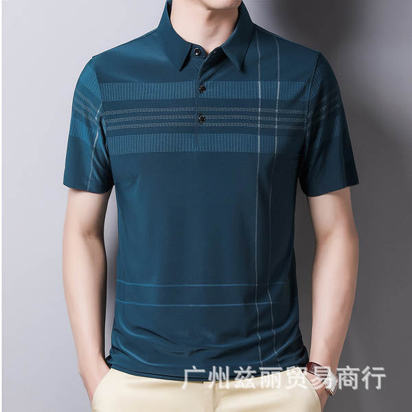 Papai vestido de alta qualidade T-shirt homem mais velho relaxação faixa curta pulseira T-shirt homem de verão polo camisa