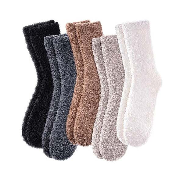 Sapatilhas transfronteiriças puras de casaco de coral com meias-cabeças de outono e inverno para aquecimento doméstico Sapatilhas de chão femininas com toalhas espessas Sapatilhas