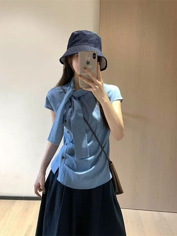 Camisa feminina curta de verão