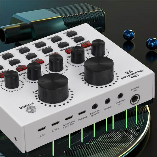 Transfronteiriço V8 Inglês de transmissão ao vivo da placa de som bm800 microfone bater de braço do telefone celular kit de cartão de voz podcast completo