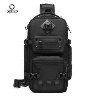 OZUKO Saco de peito masculino sensível à inclinação avançado Saco de esporte à prova d'água Multifuncional para viagens e saídas