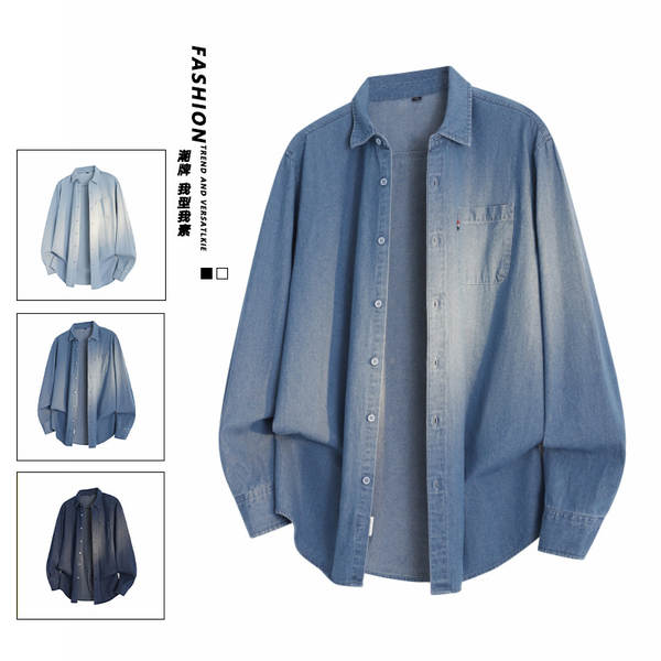 Transfronteiriço puramente homem camisa de pulseira outono novo cowboy cabelo solto casaco casual masculino masculino