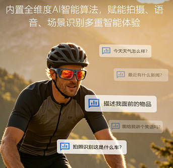 Novos óculos inteligentes com câmera Bluetooth AG-pro com câmera com óculos inteligentes com câmera AI Eye