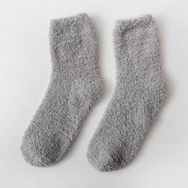 Sapatilhas transfronteiriças puras de casaco de coral com meias-cabeças de outono e inverno para aquecimento doméstico Sapatilhas de chão femininas com toalhas espessas Sapatilhas