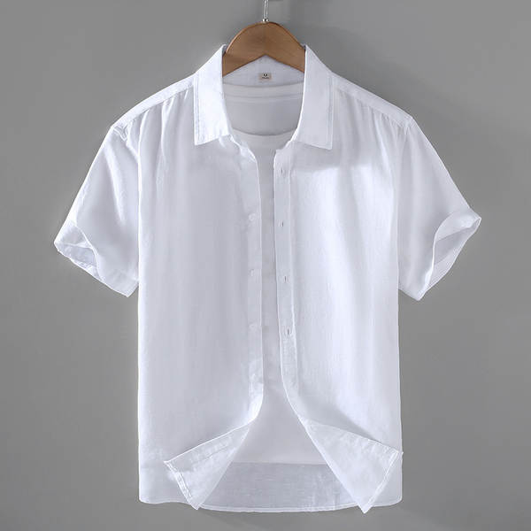 T-shirts masculinos de manga de cor pura com mangas curtas de verão baseado em roupas de manga fina e fina de estilo chinês