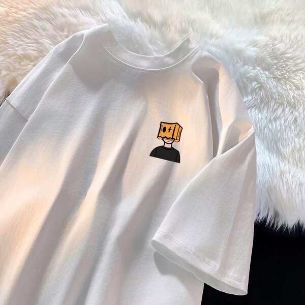 T-shirt de pulseira curta 200 gramas de verão novo de algodão puro masculino semi-pulseiro coreano de moda camisa de baixo