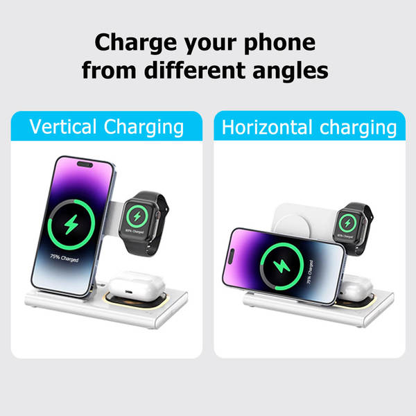 Carregador sem fio transfronteiriço de três em um Carregador sem fio duplo para carregamento rápido para Apple/Samsung