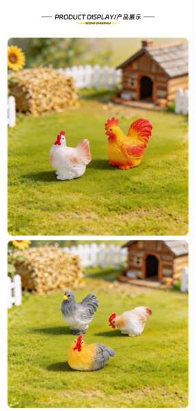Micro-paisagem criativa fazenda de simulação de galinhas grandes de galinhas de espinhas diy acessórios de decoração de mesa mini pedaços
