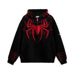 2024 Transfronteiriço Europa e América Peso pesado camisa de algodão masculino e feminino casal Homem-Aranha Vestido de guarda-roupa de tamanho superior casaco