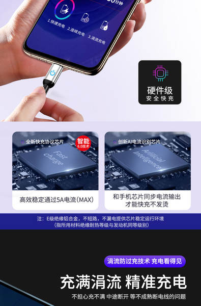 TYPE-C com linha de dados de luz para a linha de carregamento inteligente da linha de telefonia móvel inteligente da Apple para a linha de carregamento USB