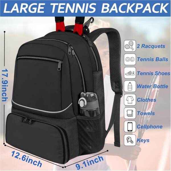 Bolsa de tênis para homens e mulheres com bolsa de isolamento térmico.
