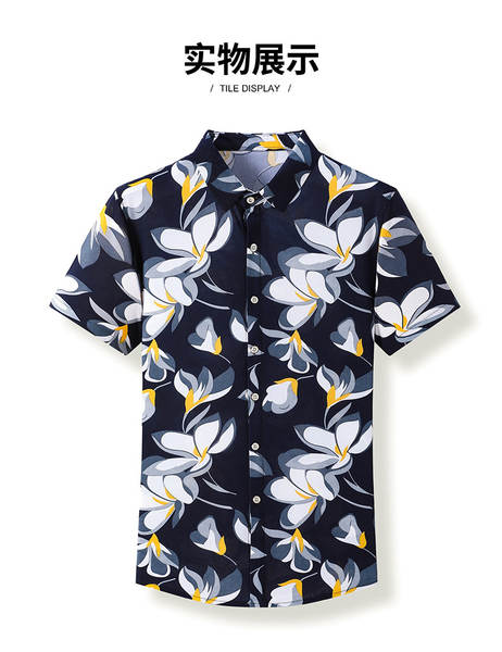 Camisa masculina de algodão flor